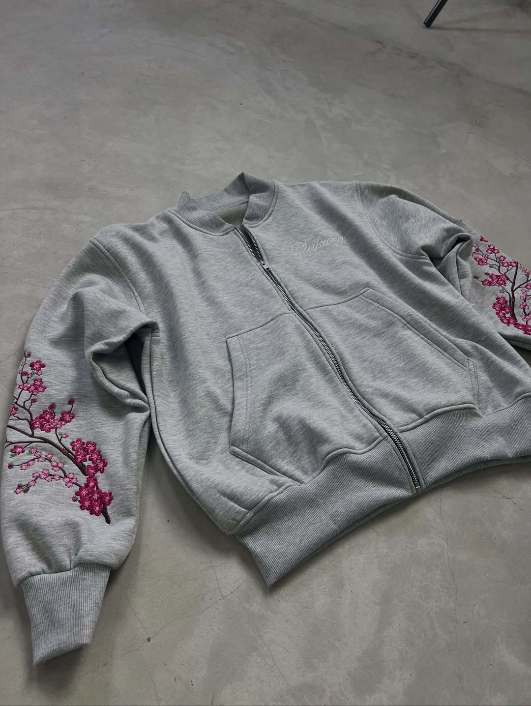 Sakura Embroidery Reversesble Full-Zip Sweatshirt