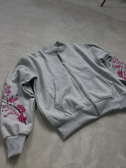 Sakura Embroidery Reversesble Full-Zip Sweatshirt