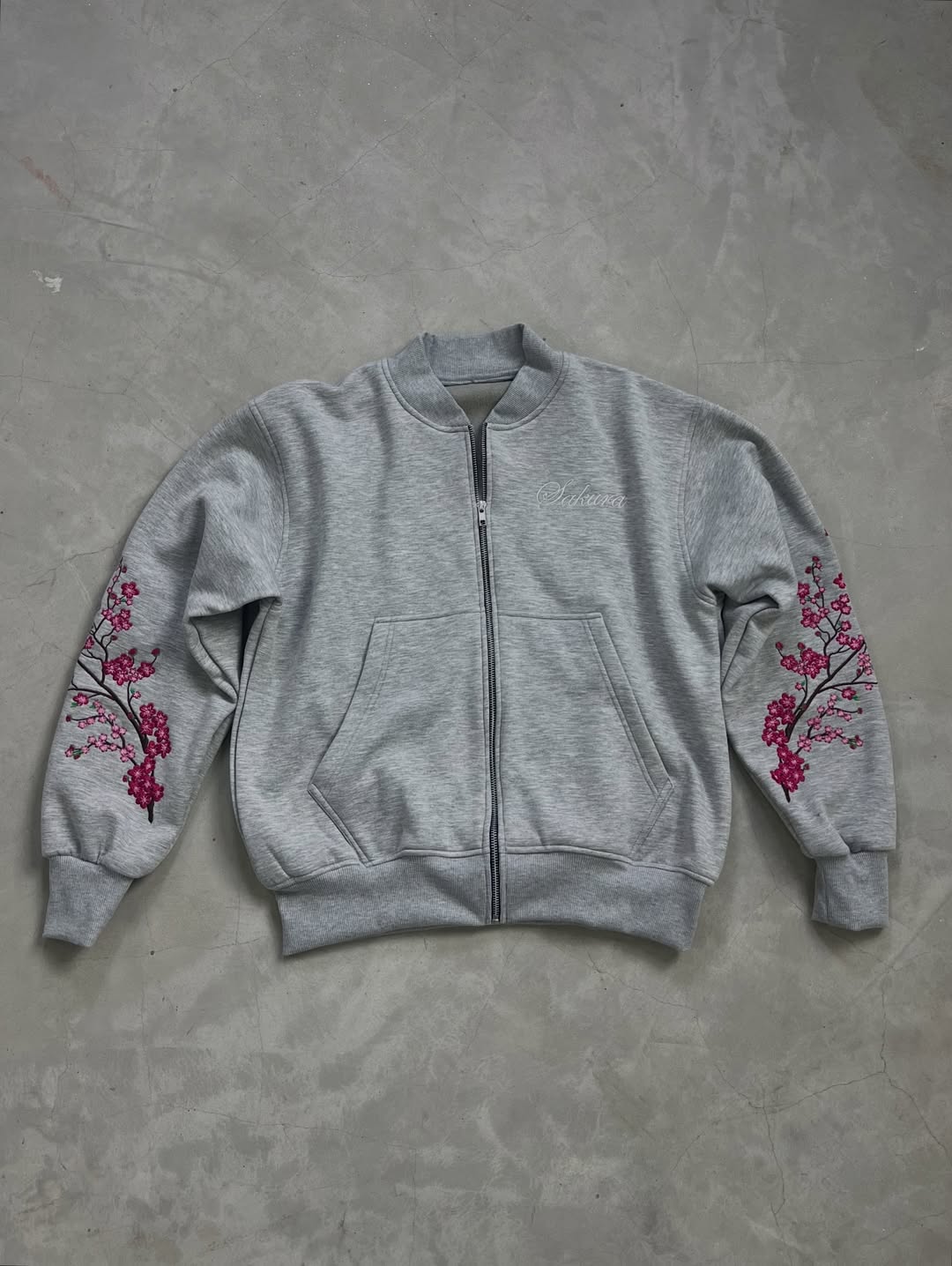 Sakura Embroidery Reversesble Full-Zip Sweatshirt