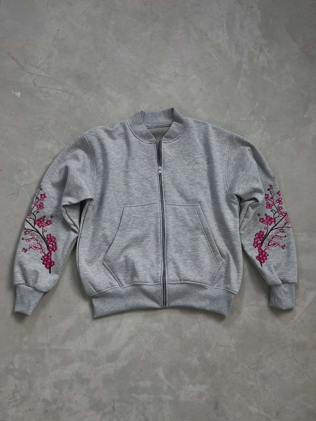 Sakura Embroidery Reversesble Full-Zip Sweatshirt