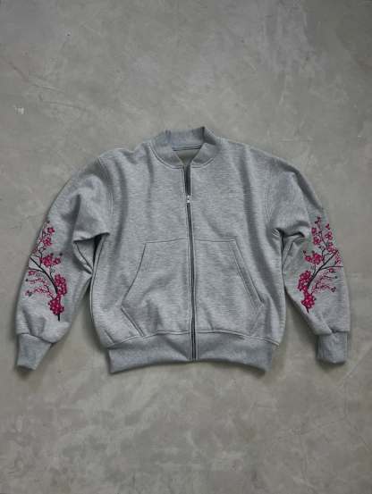 Sakura Embroidery Reversesble Full-Zip Sweatshirt