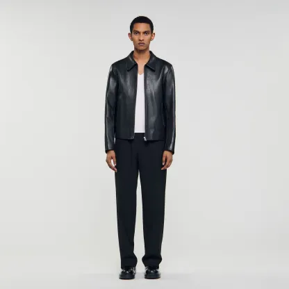 Zip-up leather jacket