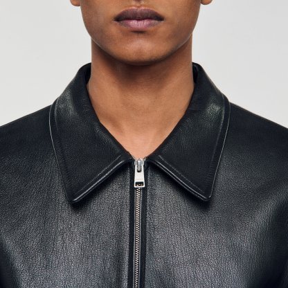 Zip-up leather jacket