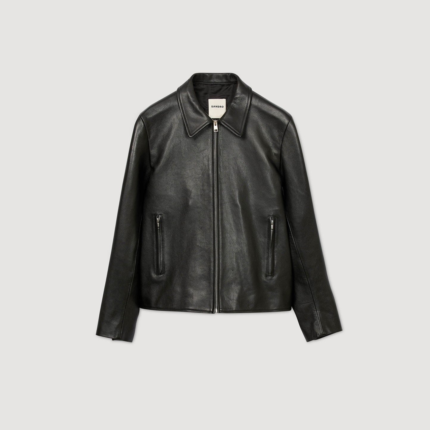 Zip-up leather jacket