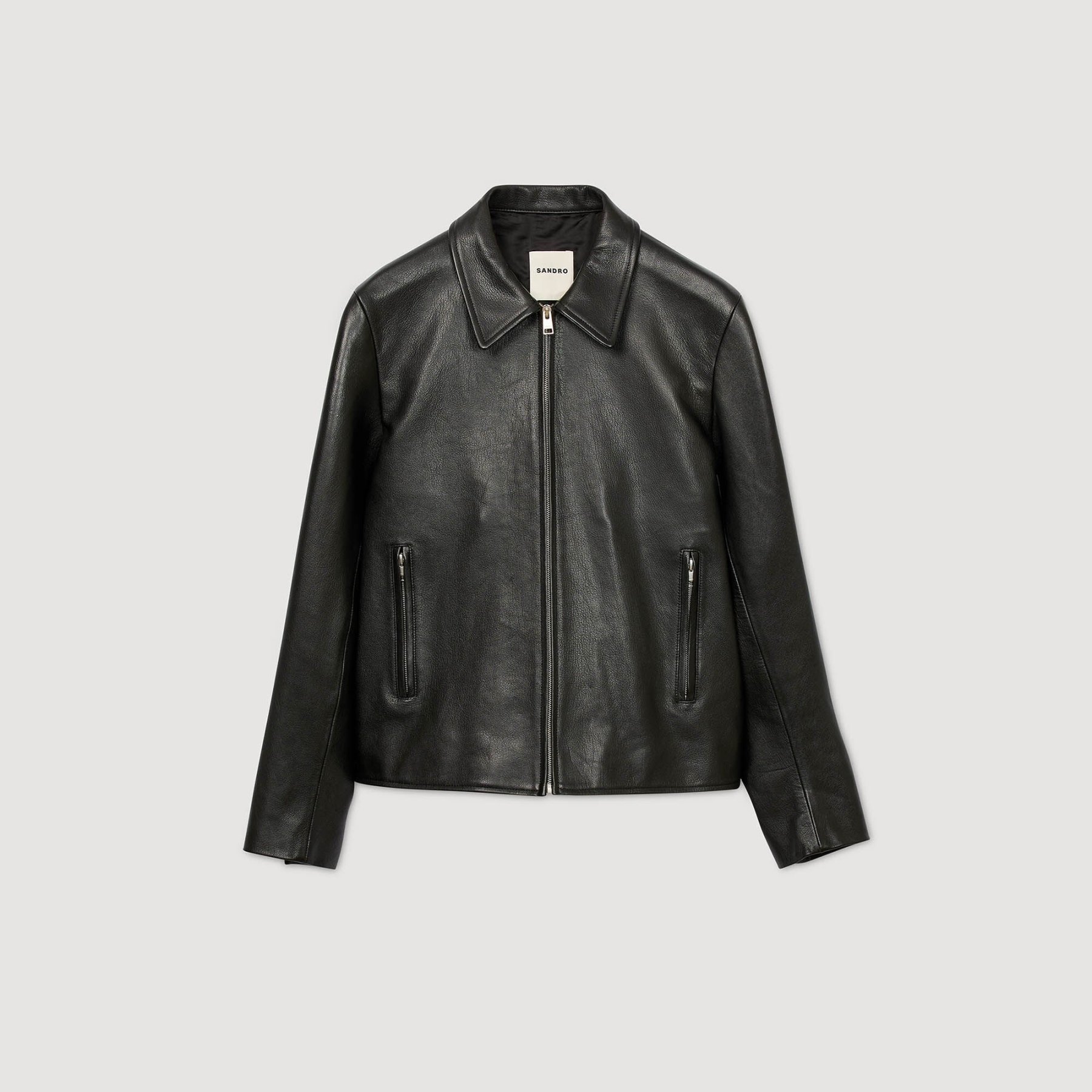 Zip-up leather jacket