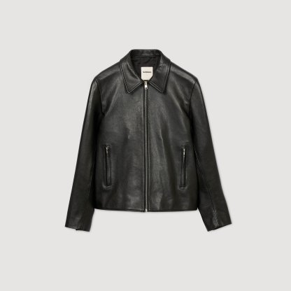Zip-up leather jacket
