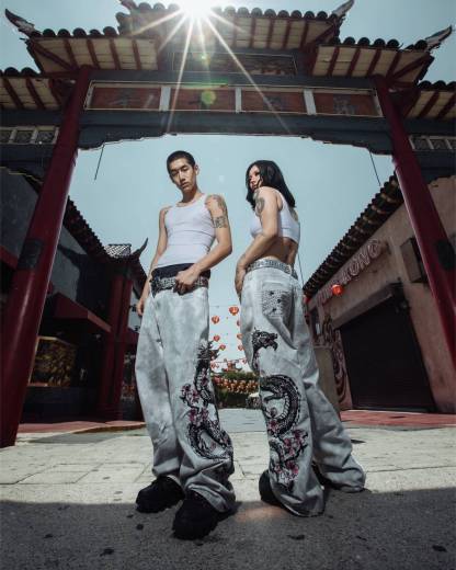 DRAGON EMBROIDERY DENIM