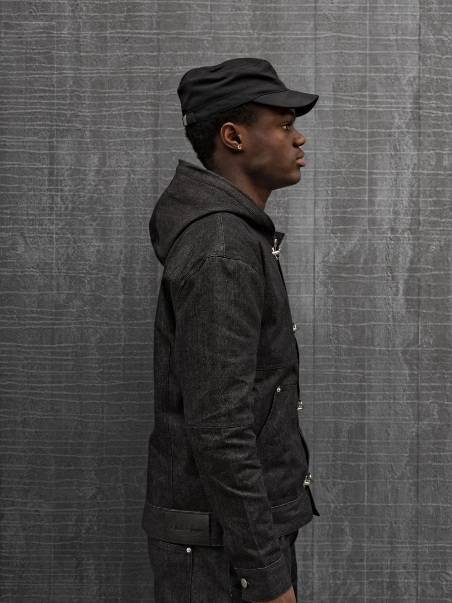 HARDWARE CLASP DENIM HOODED JACKET