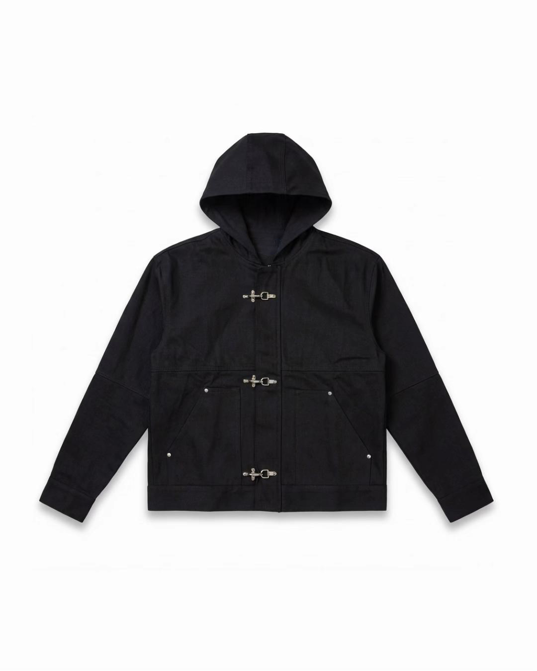 HARDWARE CLASP DENIM HOODED JACKET