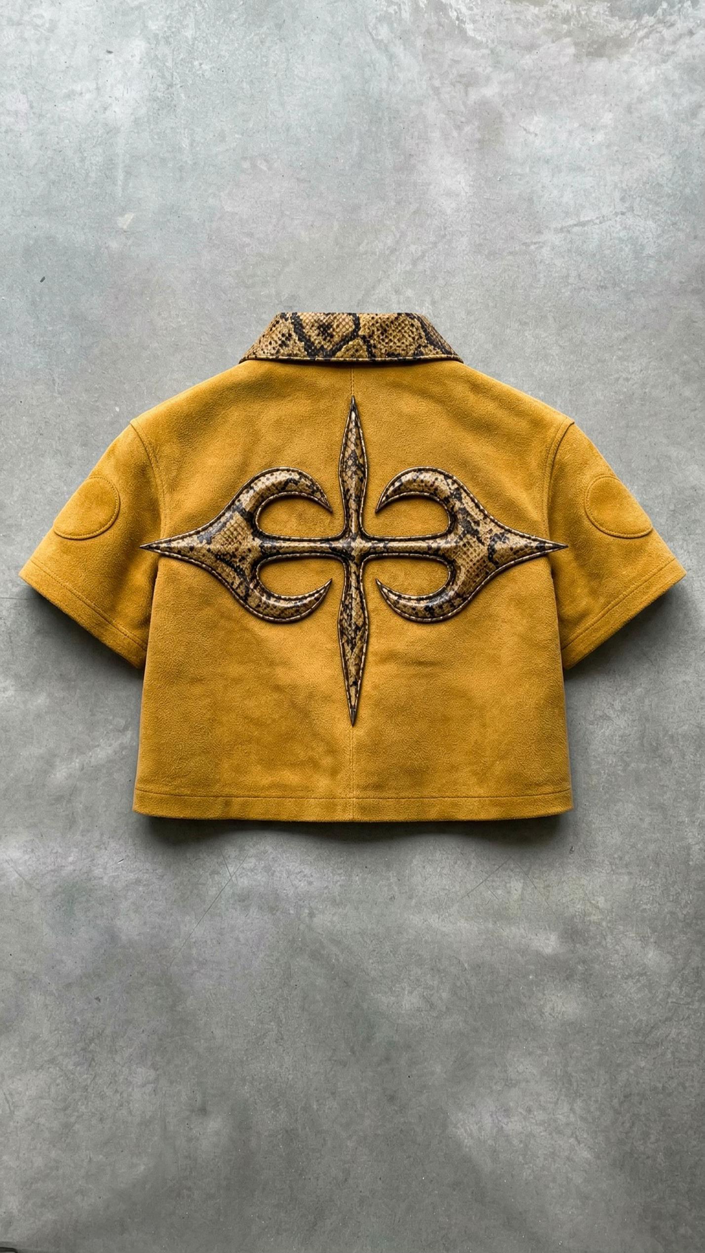 SNAKE CROSS SUEDE CROPPED SHIRT