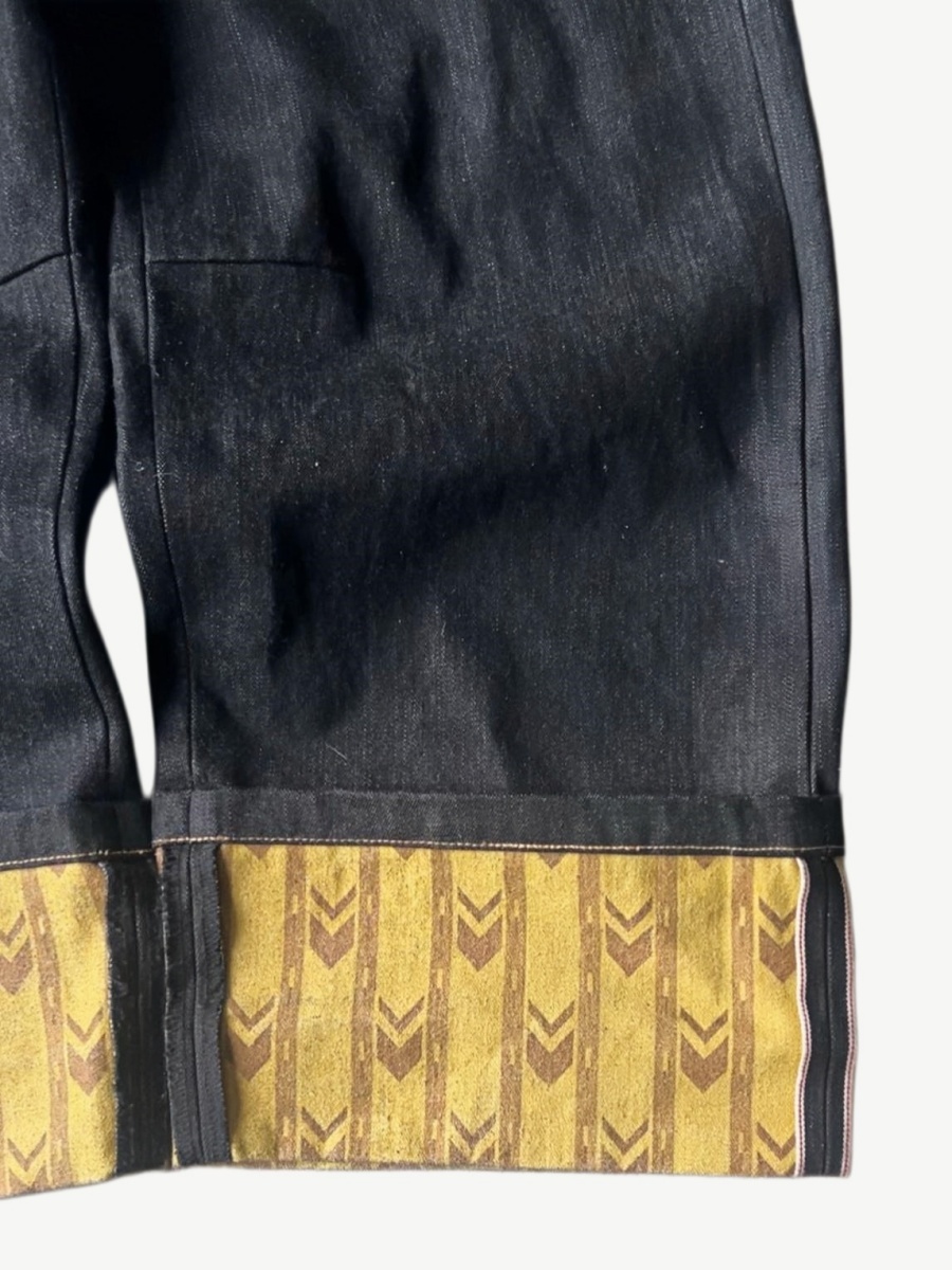 GEOMETRIC CUFF BAGGY RAW DENIM