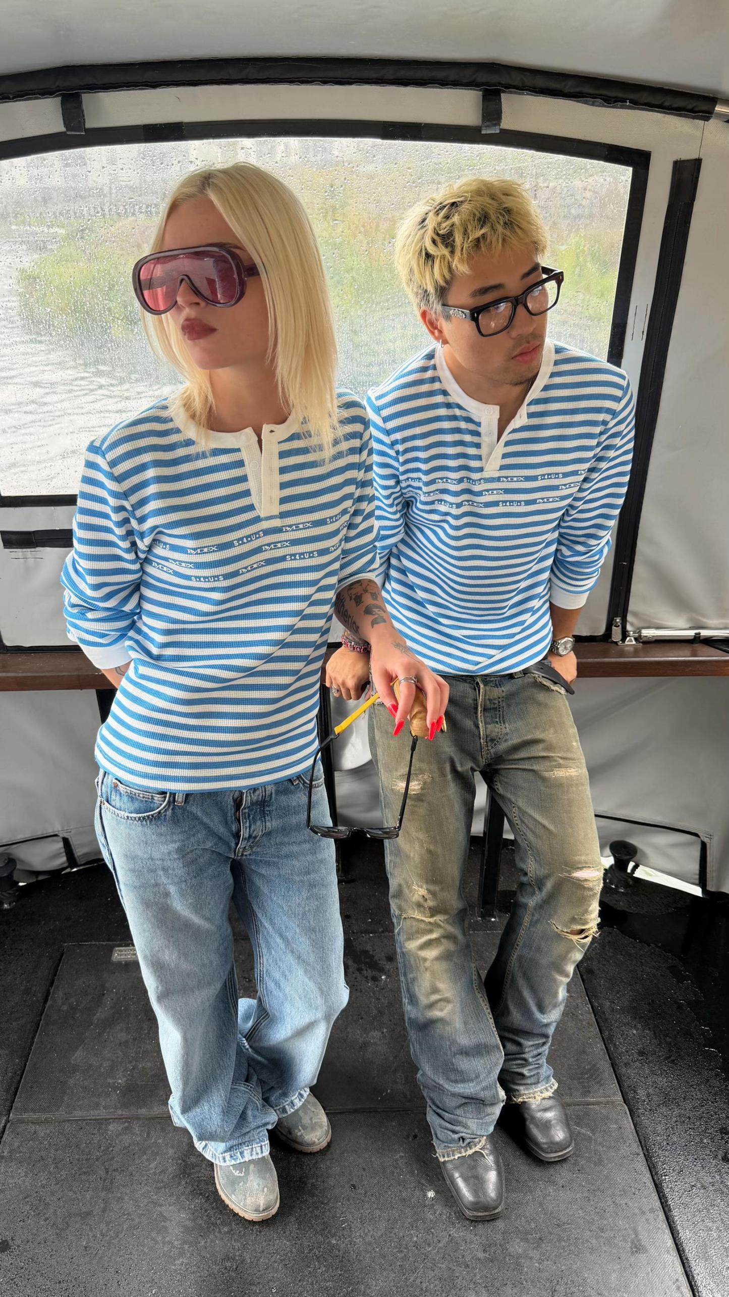 Blue striped long-sleeve
