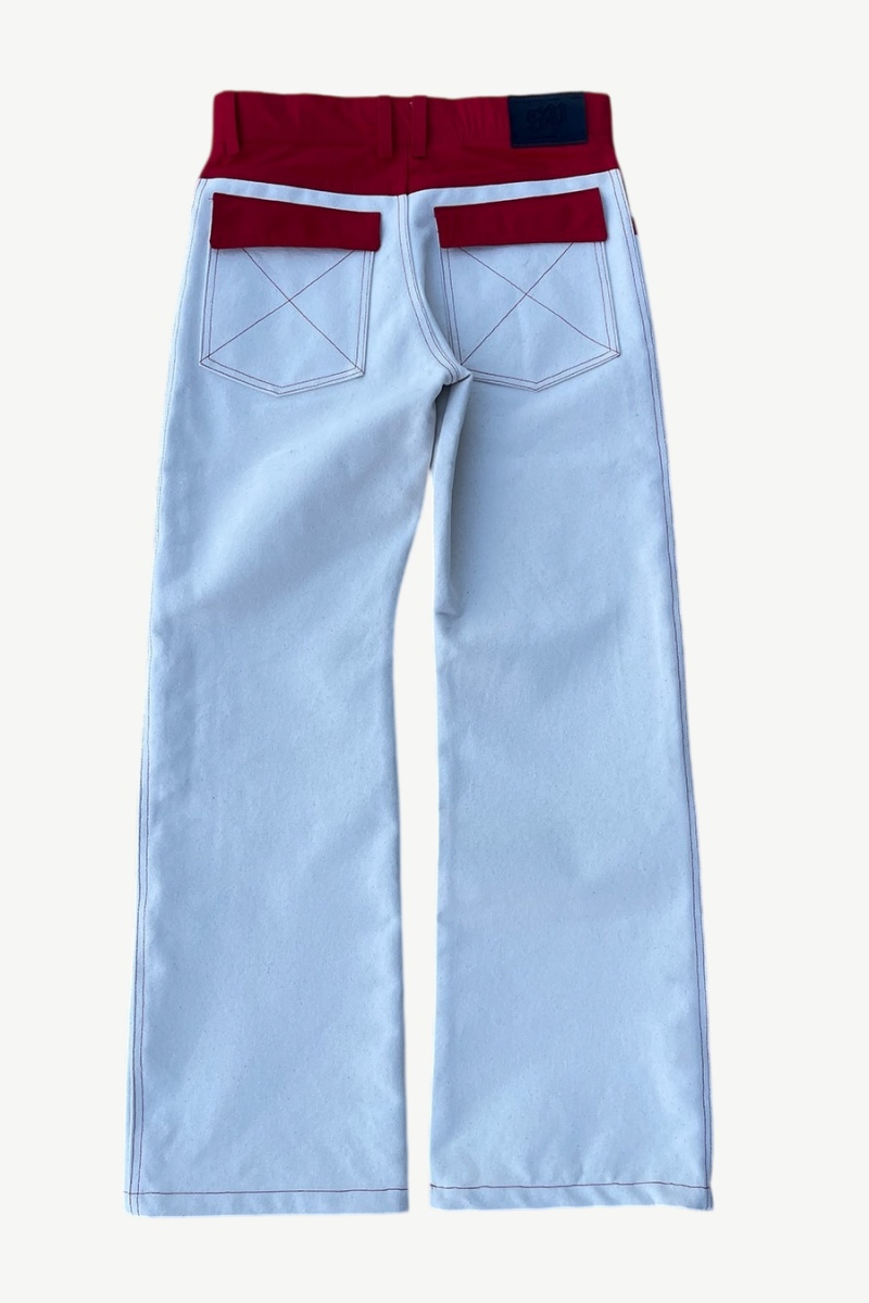 Crimson Block Flare Pants