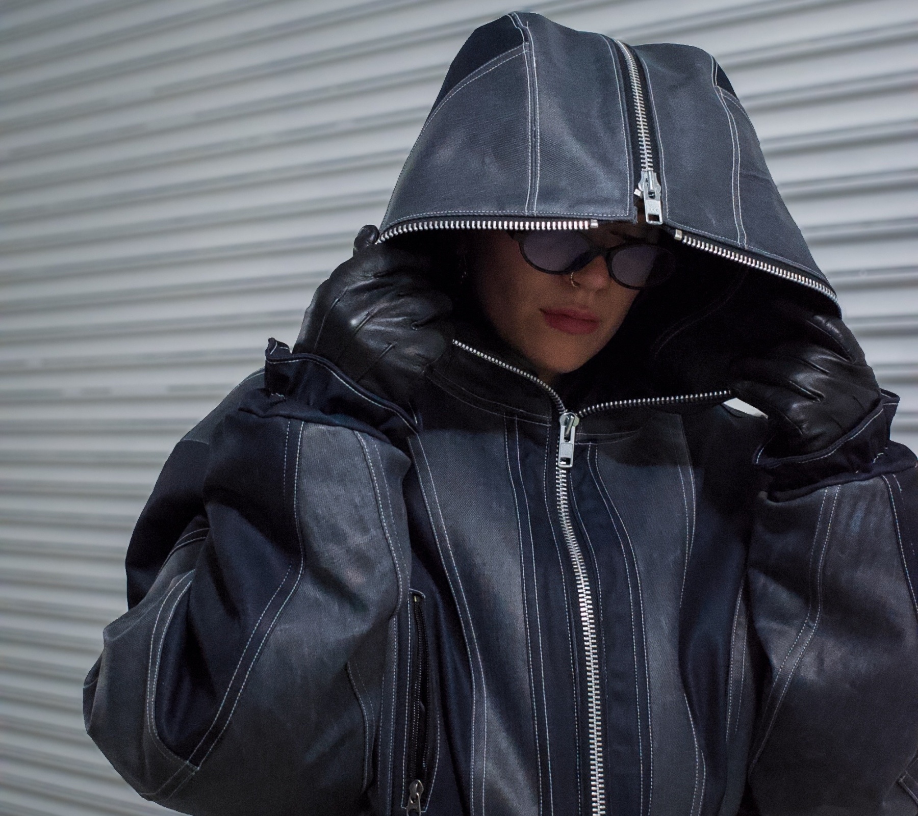 SPLIT-LINE DENIM BOMBER JACKET