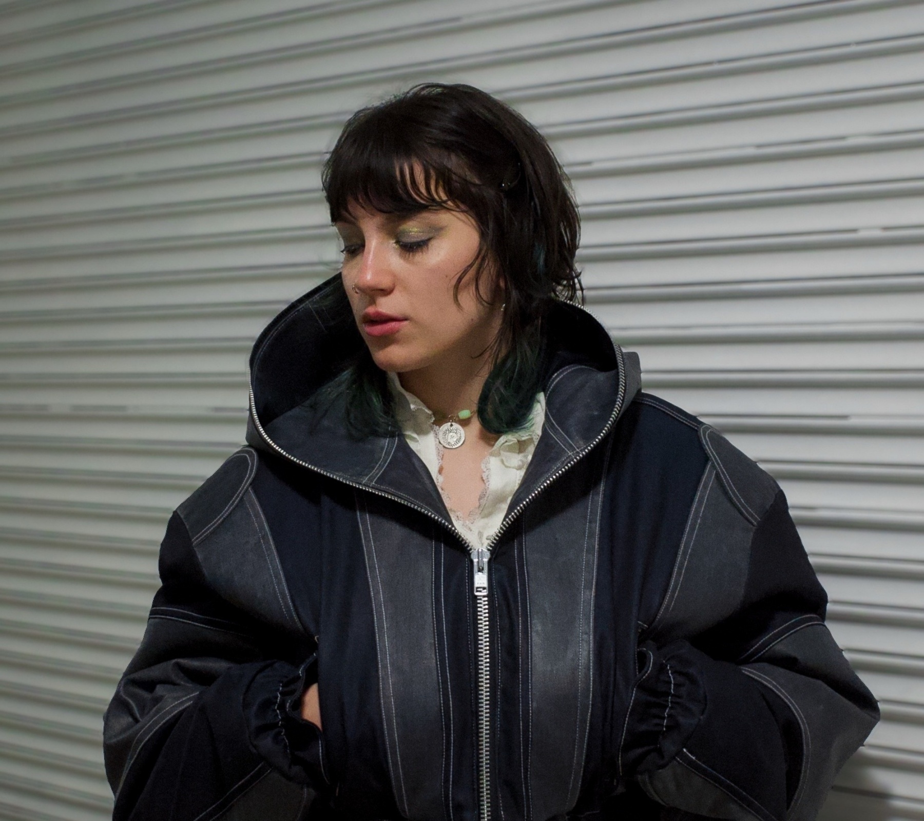 SPLIT-LINE DENIM BOMBER JACKET