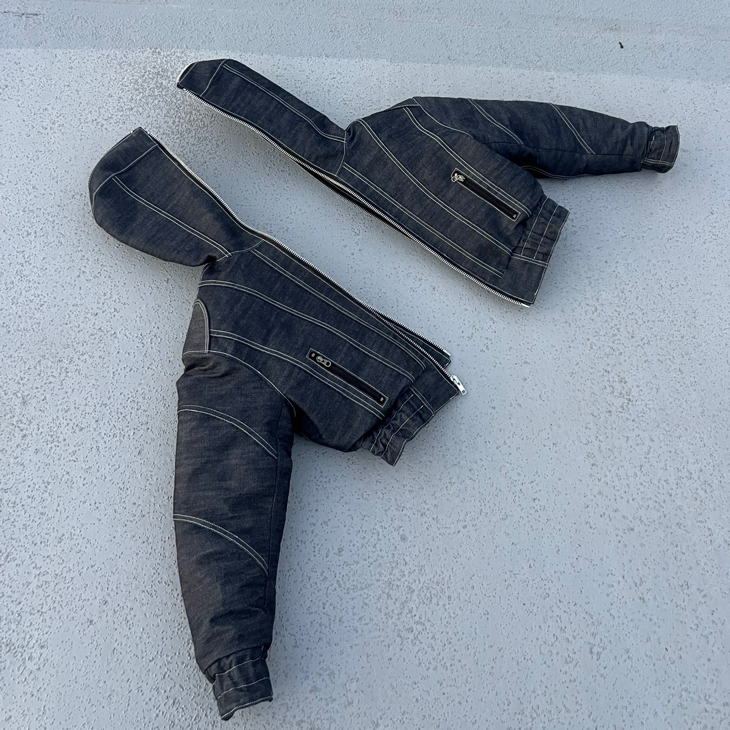 SPLIT-LINE DENIM BOMBER JACKET