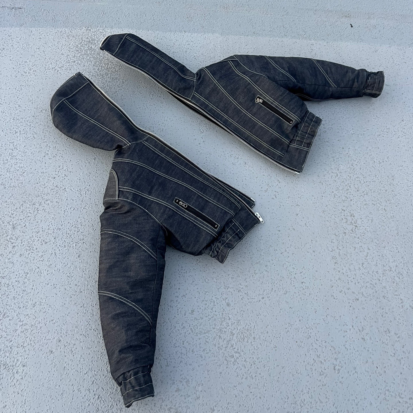 SPLIT-LINE DENIM BOMBER JACKET