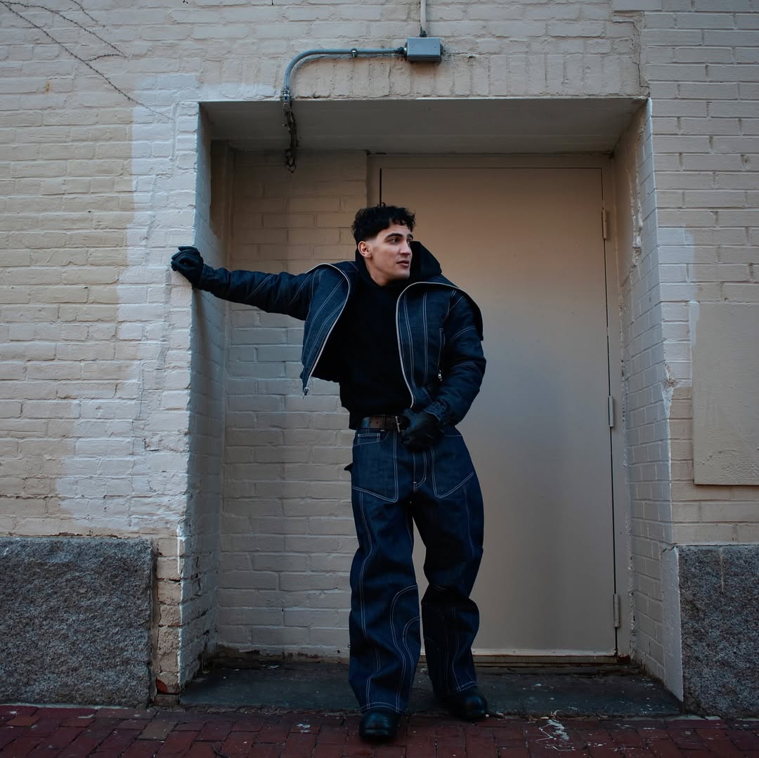 SPLIT-LINE DENIM BOMBER JACKET