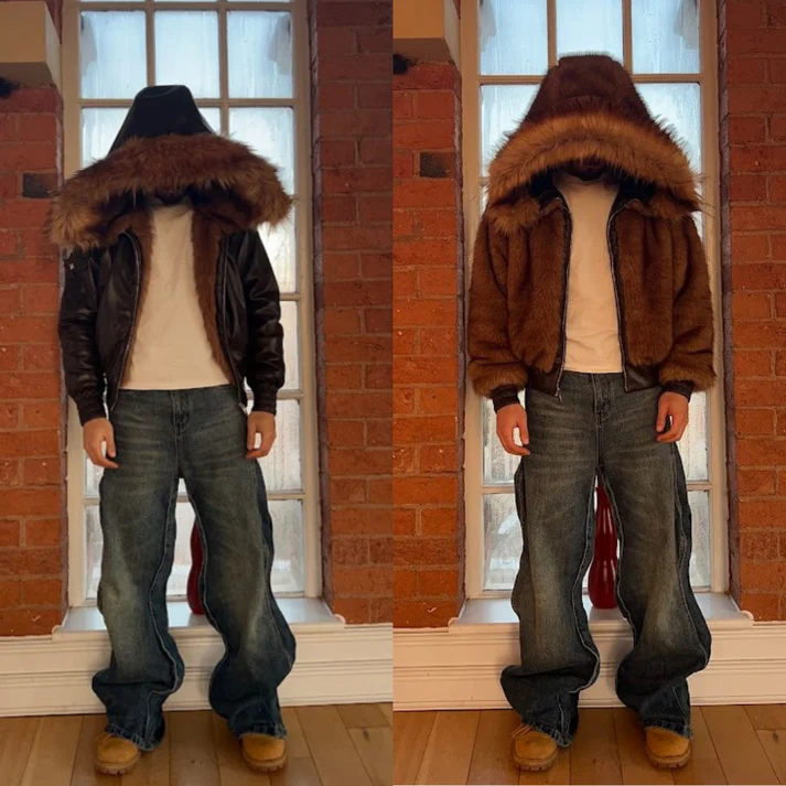 Reversible firefly fur bomber jacket