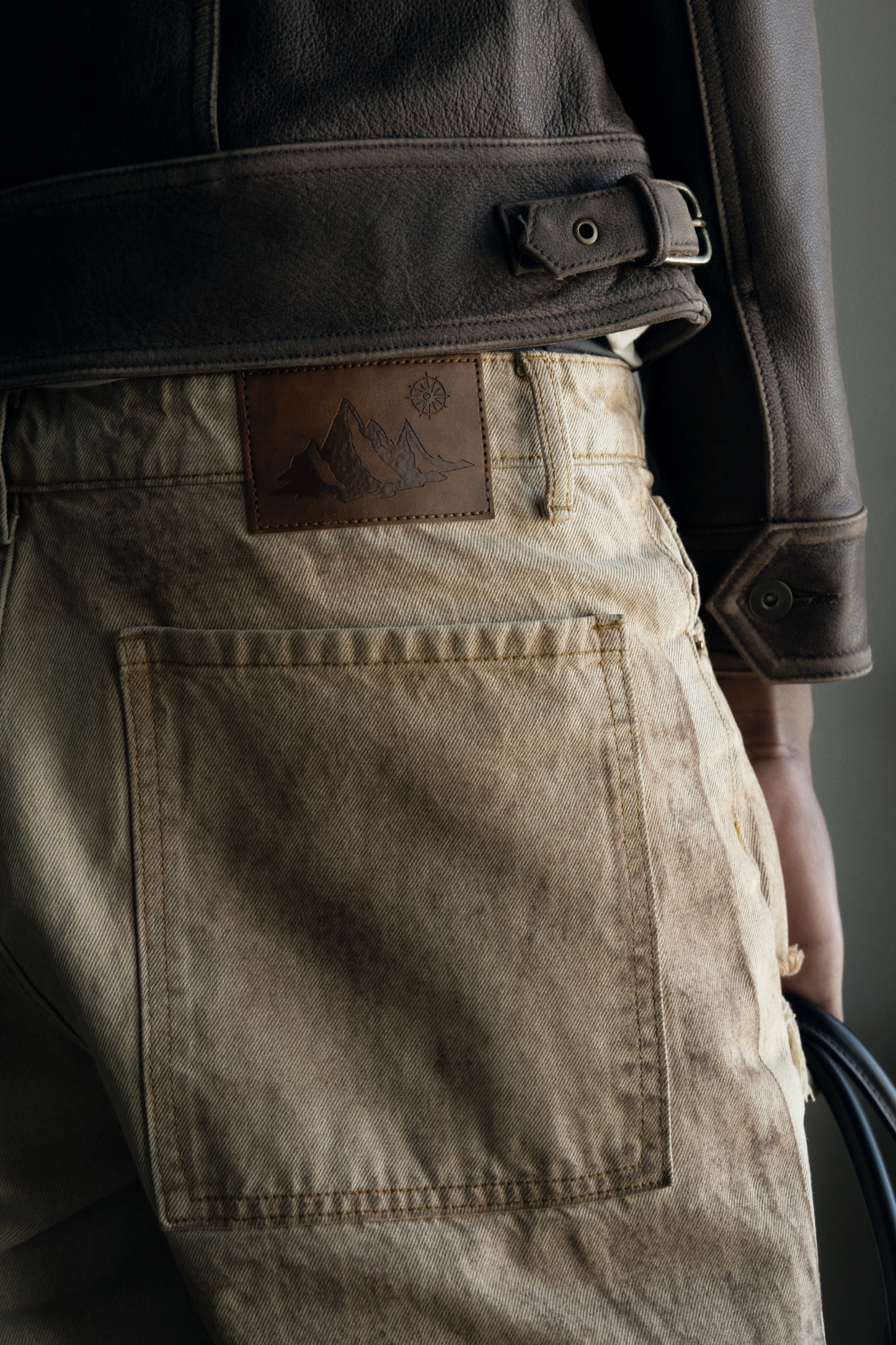 REPAIRED BEIGE ALPINE DENIM