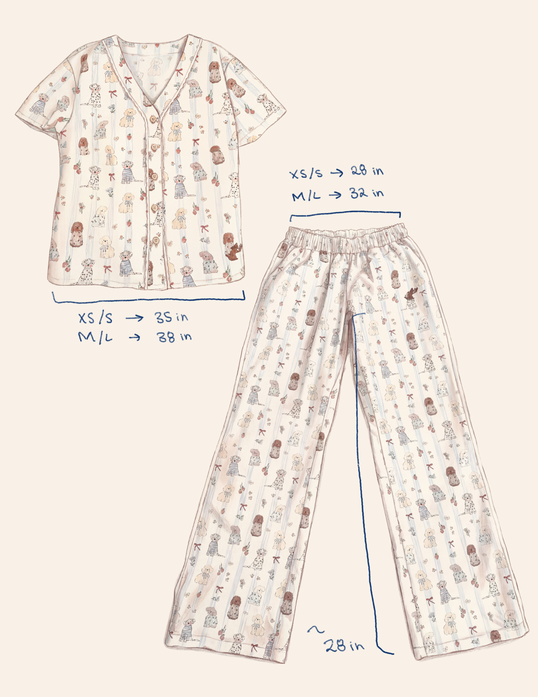Slipped Inn Original Puppy Print Pajama Set