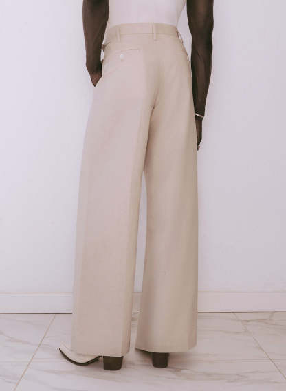 High Waisted Side Buckle Flare Trousers