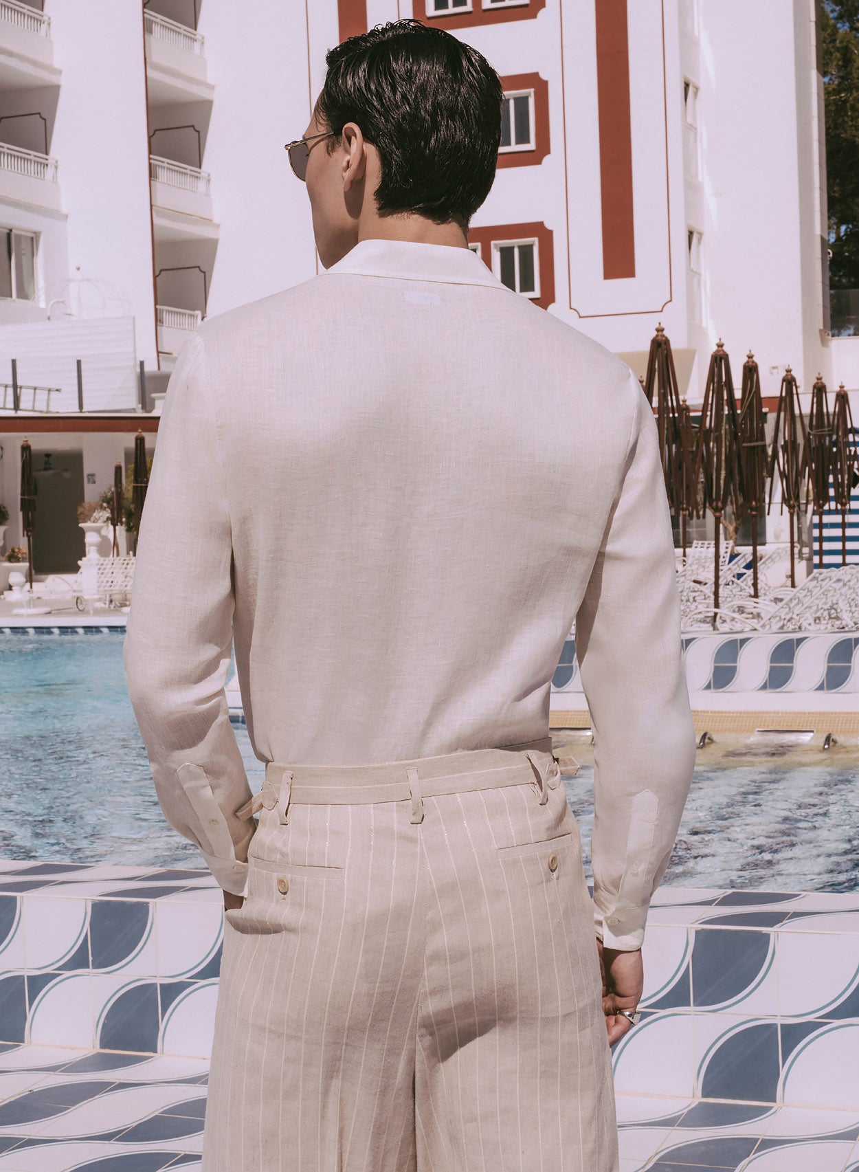 High Waisted Side Buckle Flare Trousers