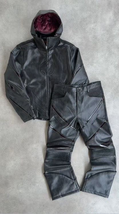Futuristic Faux Leather Biker Set