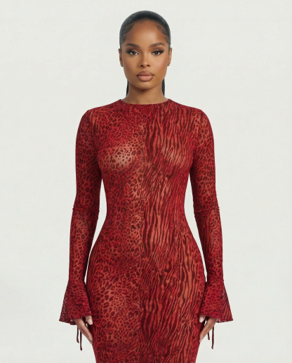 ASHLEY Mesh Open Back Maxi Dress