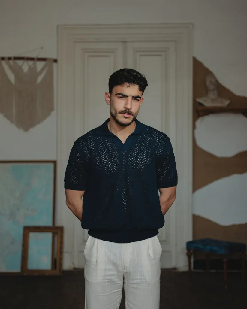 Knit polo shirt