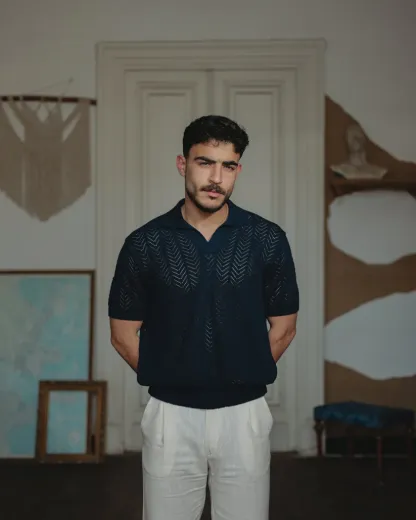 Knit polo shirt