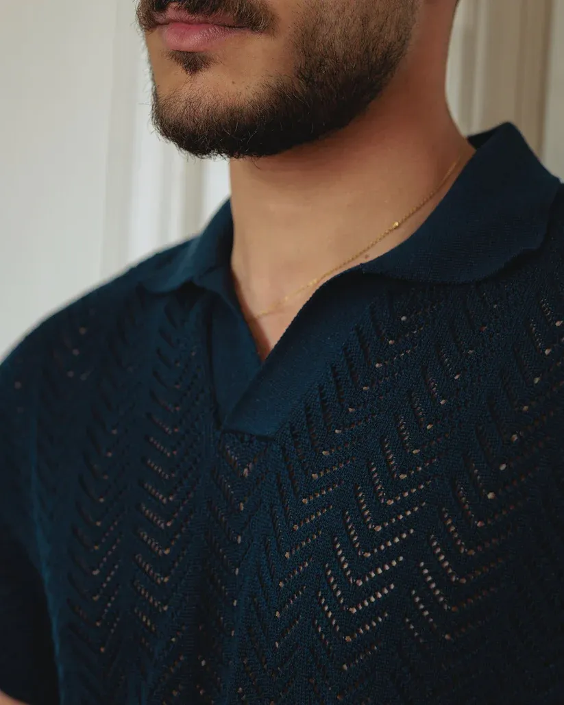 Knit polo shirt