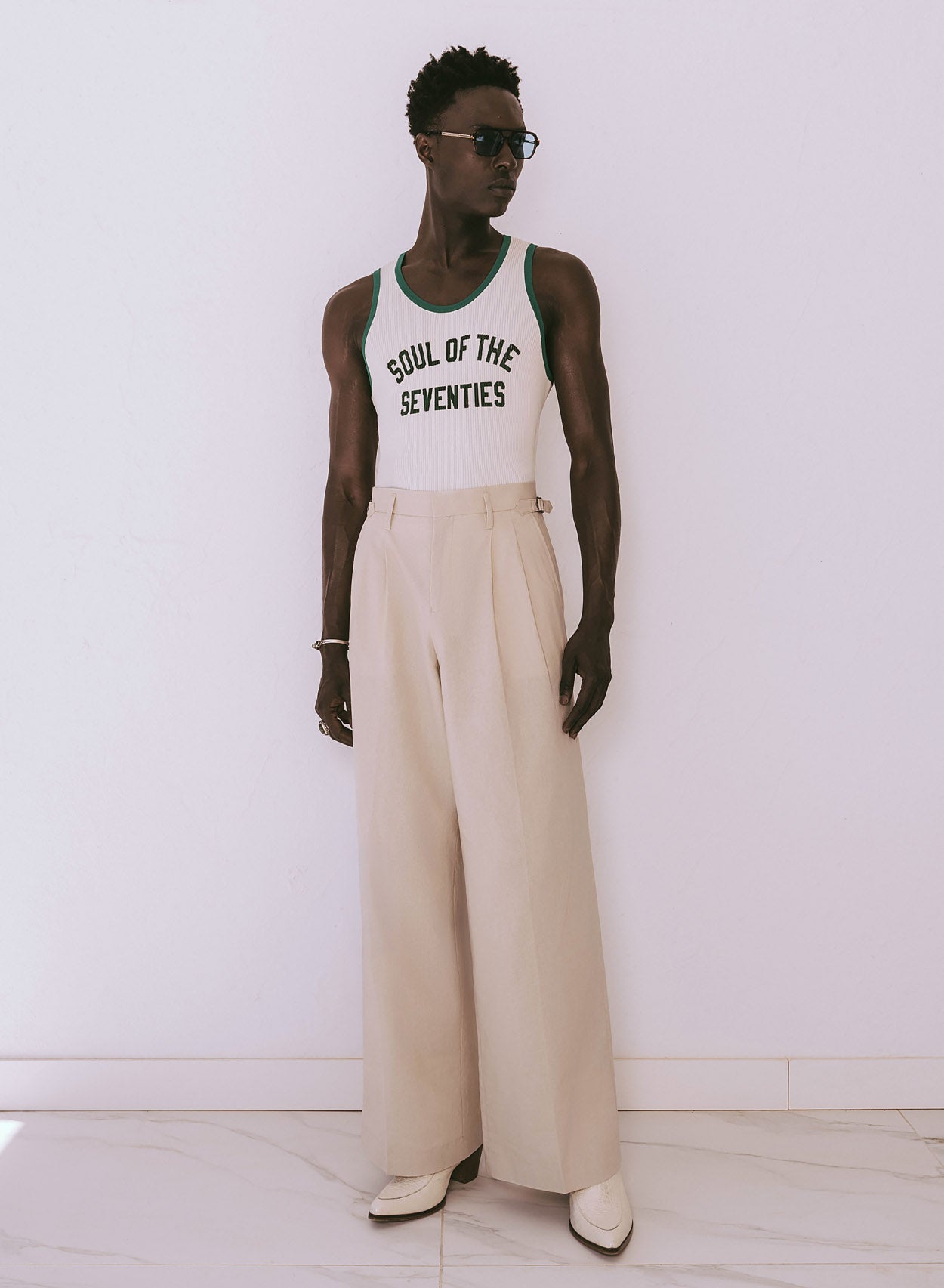 High Waisted Side Buckle Flare Trousers