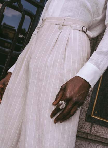 High Waisted Side Buckle Flare Trousers