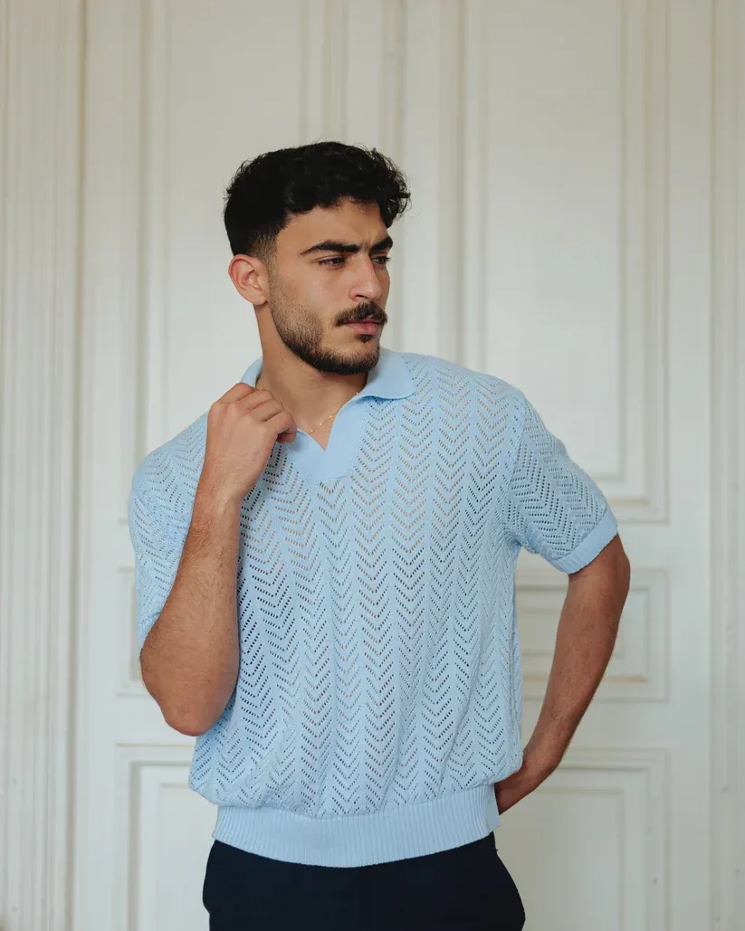 Knit polo shirt