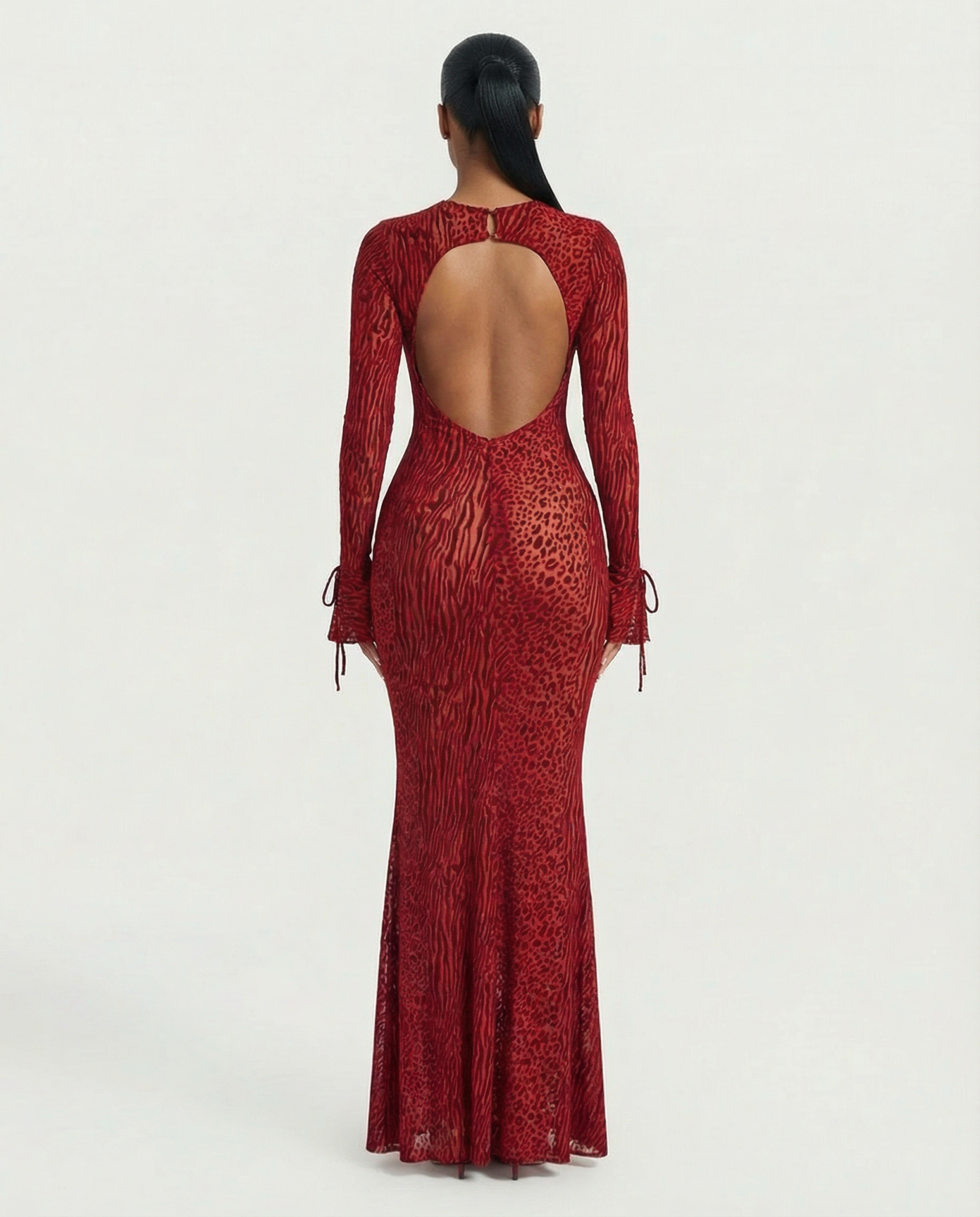 ASHLEY Mesh Open Back Maxi Dress