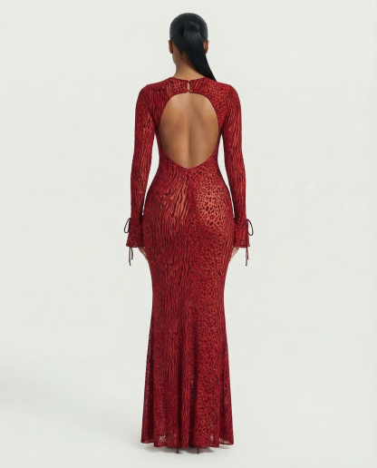 ASHLEY Mesh Open Back Maxi Dress
