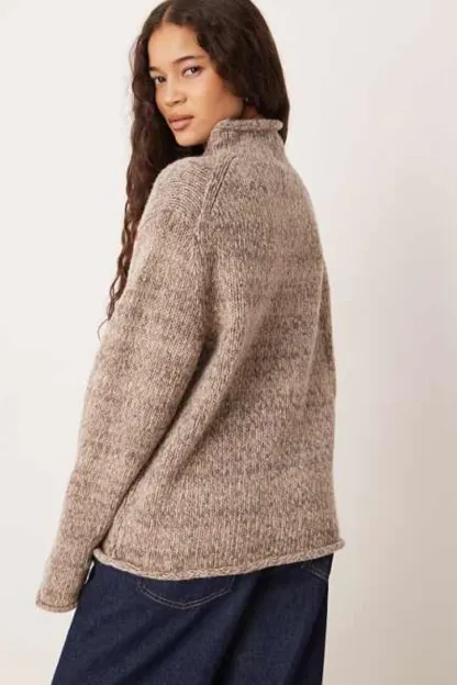 Wool blend flag knitted jumper in gry