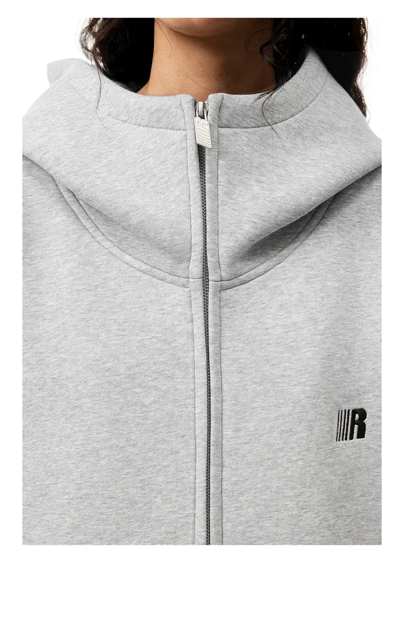 HIGH NECK ZIP UP HOODIE