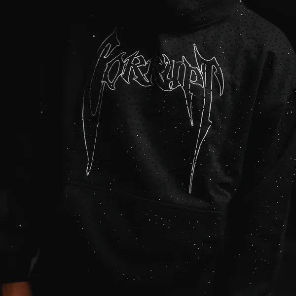 Rhinestone Design Oversized Hoodie