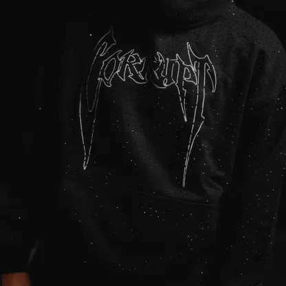 Rhinestone Design Oversized Hoodie