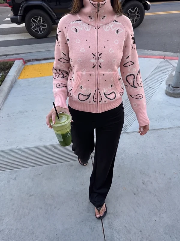 Carla Bandana Zip-Up Sweater
