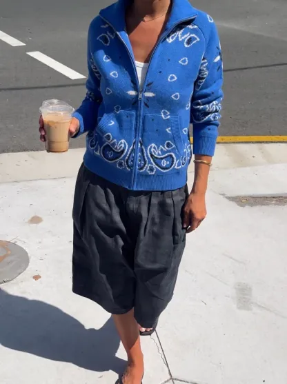 Carla Bandana Zip-Up Sweater