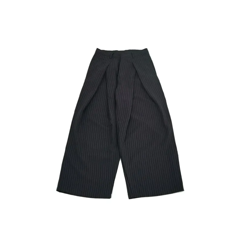 Striped double pleated trousers