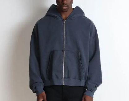 VINTAGE WASH CROP ZIP-UP HOODIE