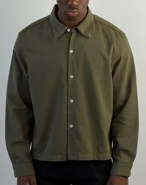 Japanese Newport Crop Button-Up II | Herringbone Twill