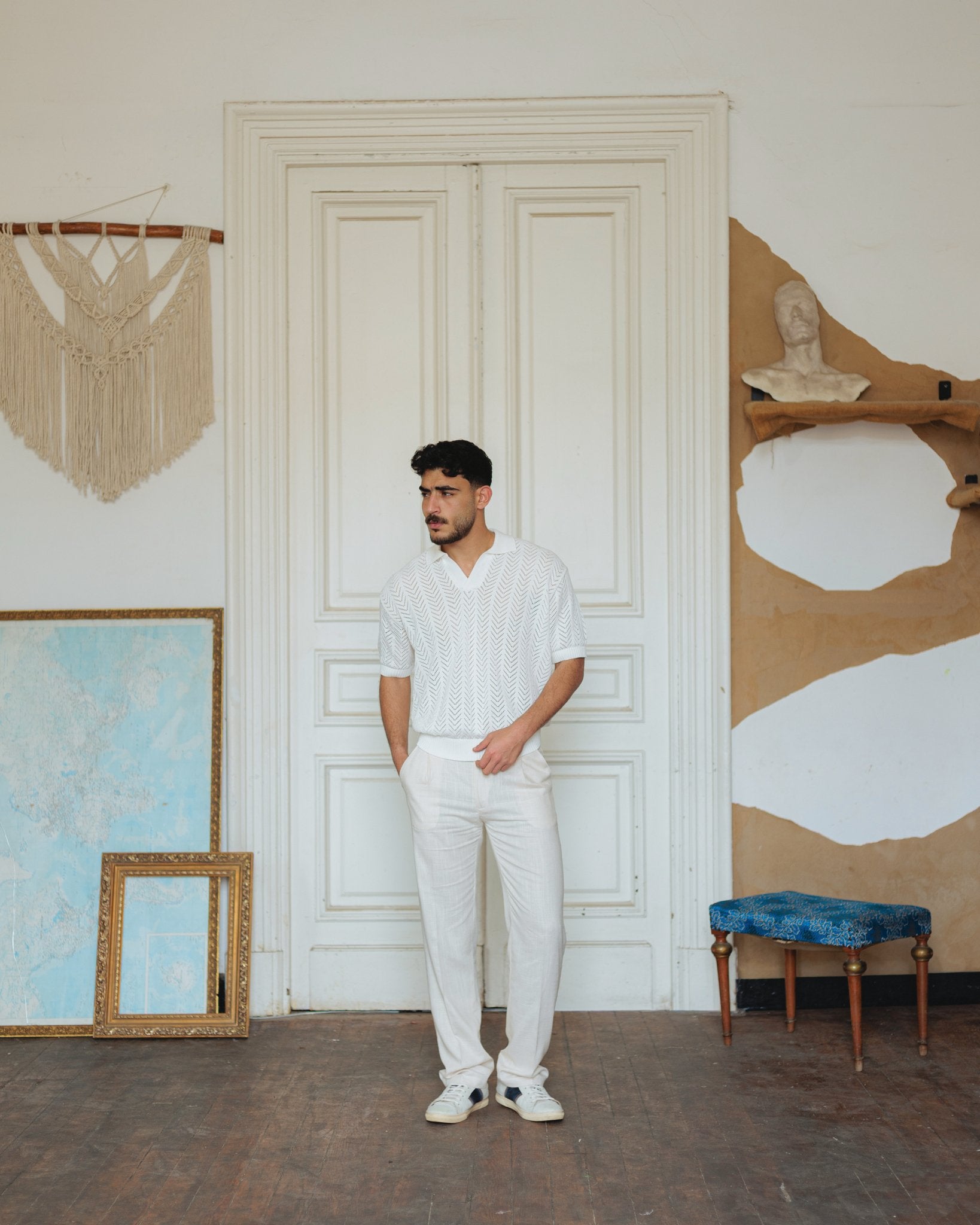 Knit polo shirt