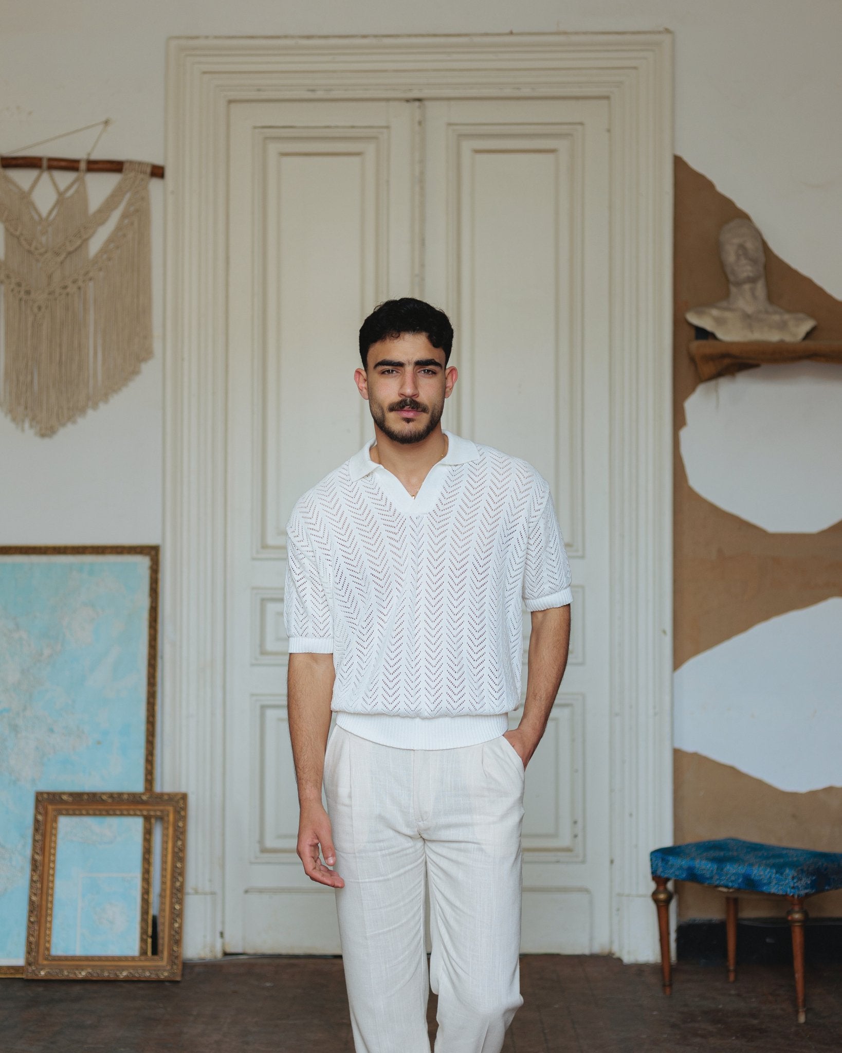 Knit polo shirt