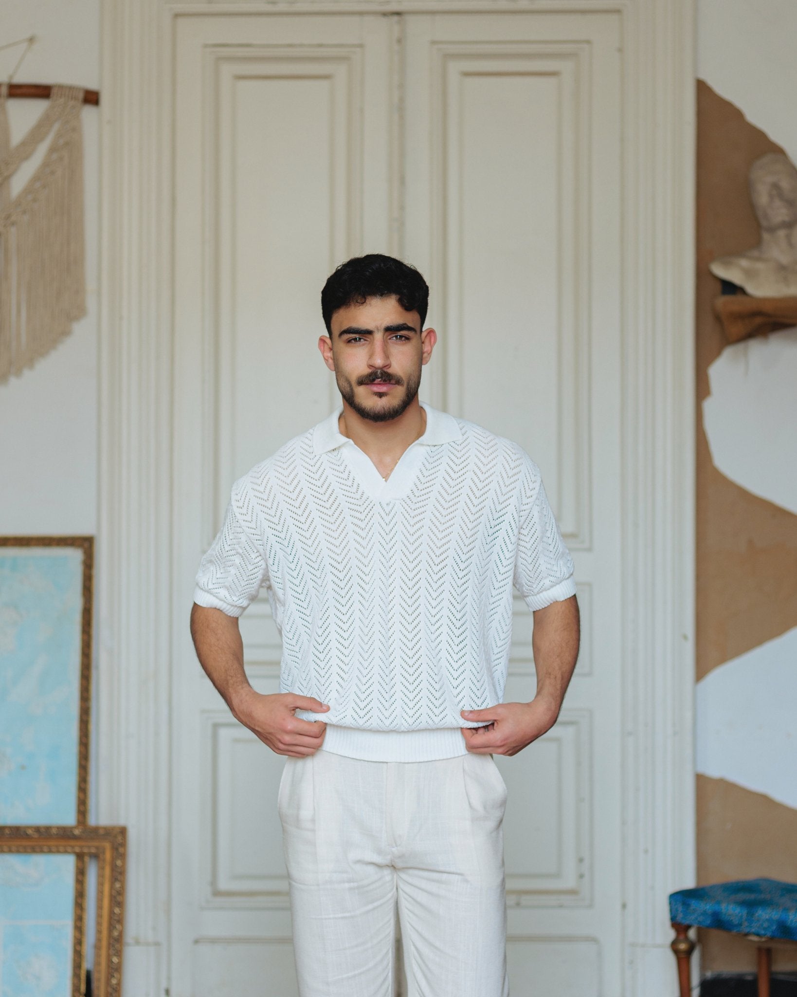 Knit polo shirt