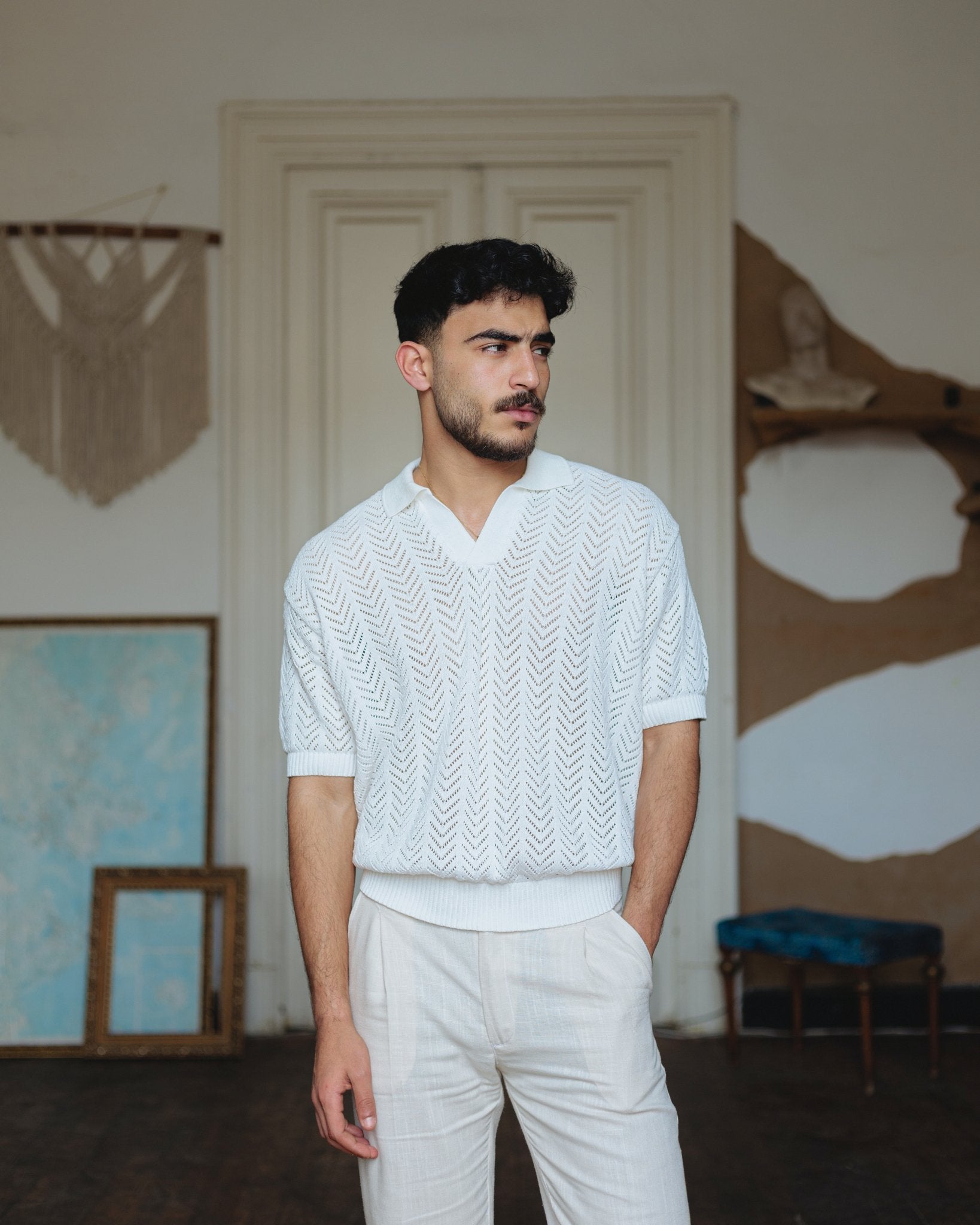 Knit polo shirt